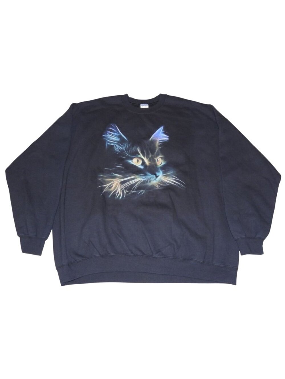 Vintage Black Cat Crew Neck Pullover Sweatshirt Adult 3XL Grannycore